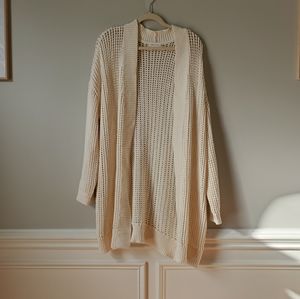 LOVERS + FRIENDS | Ivory Beige Long Sleeve Open Knit Duster Cardigan | L